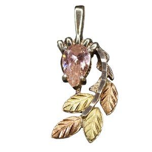 Coleman Co Pendant Black Hills 12K Gold Sterling Silver Pink CZ Stone